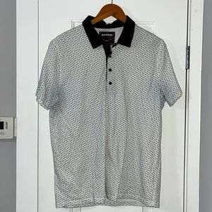 Express Men’s Stretch Polo - Large - White and Dark Gray